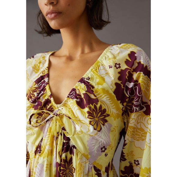 Anthropologie Floral V Neck Mini Dress XS - Picture 5 of 10